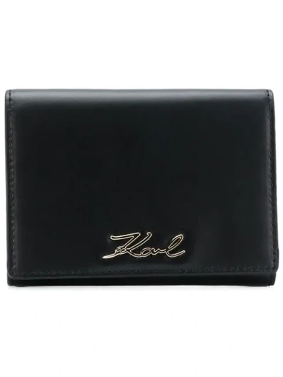 Shop Karl Lagerfeld Signature Fold Wallet In Black