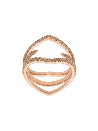 Shop Eva Fehren Diamond Detail Ring In Neutrals