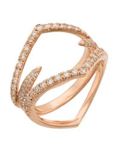 Shop Eva Fehren Diamond Detail Ring In Neutrals