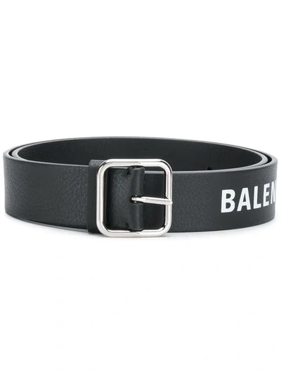 Shop Balenciaga Logo Print Belt In Black