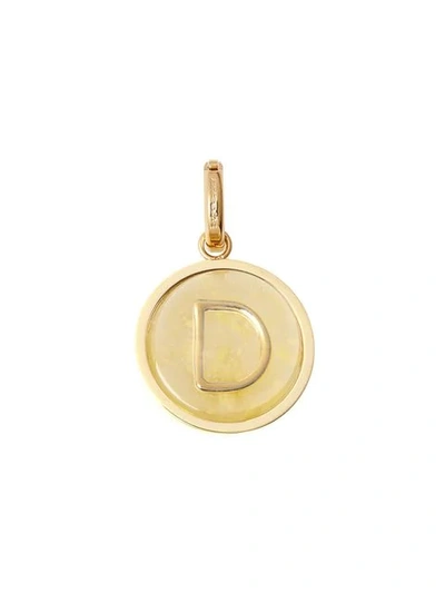 Shop Burberry Marbled ‘d' Alphabet Charm In Gold