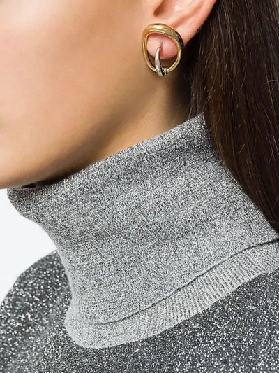 Shop Charlotte Chesnais Turtle Earrings In Gold/silver