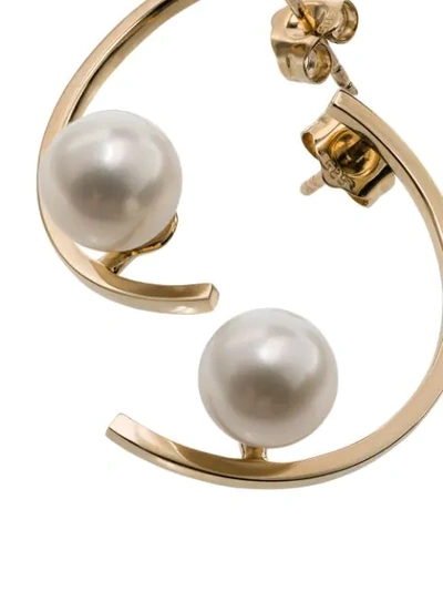Shop Mateo 14k Yellow Gold Half Moon Pearl Earrings In Metallic