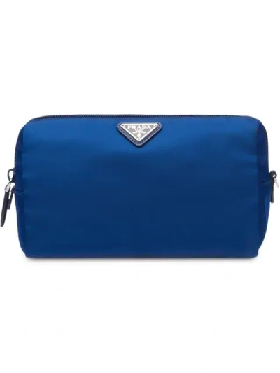 Shop Prada Zip Around Cosmetic Pouch In Blue