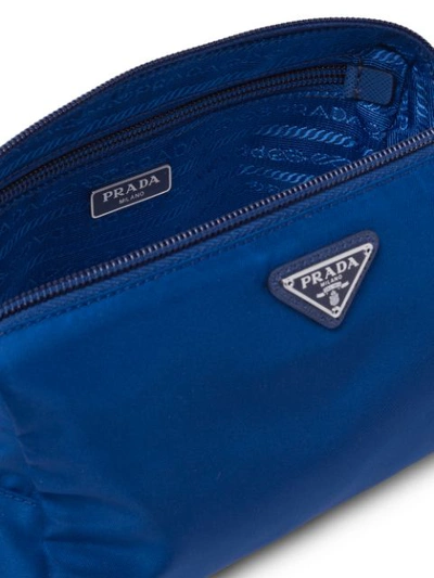 Shop Prada Zip Around Cosmetic Pouch In Blue