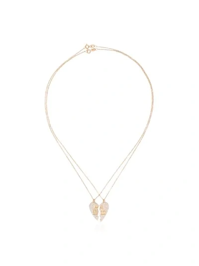 Shop Established Two Piece Heart Pendant Necklace In Metallic