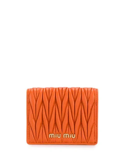 Shop Miu Miu Matelassé Wallet In Orange