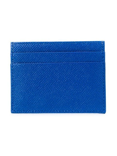Shop Dolce & Gabbana Rhinestone Logo Card Holder In Blue
