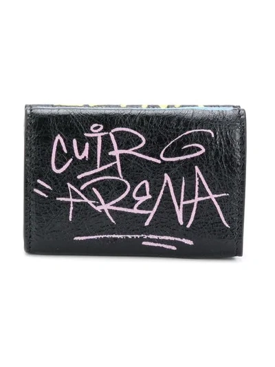 Shop Balenciaga Mini Paper Graffiti Wallet In Black