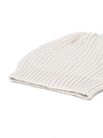Shop Brunello Cucinelli Knitted Beanie Hat In Neutrals
