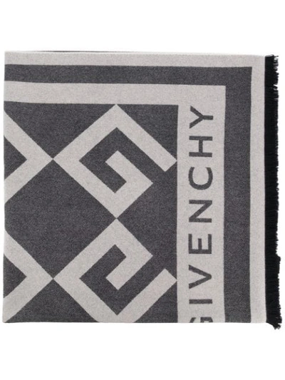Shop Givenchy Large Logo Scarf In Grey