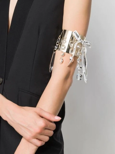 Shop Mm6 Maison Margiela Crystal-embellished Cuff In Gold