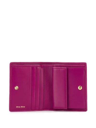 Shop Miu Miu Matelassé Mini Wallet In Purple