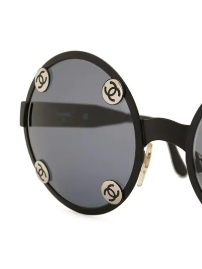 Pre-owned Chanel Cc Logos Round Sunglasses Eye Wear In Black