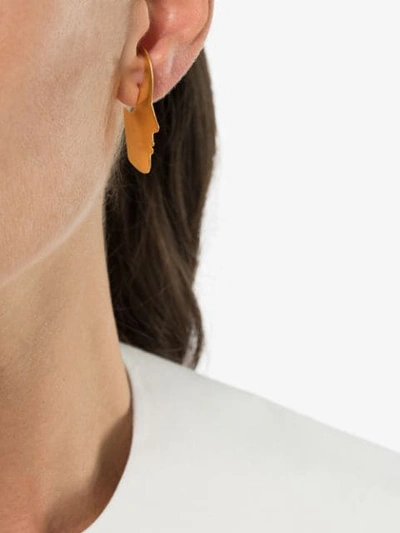 Shop Vibe Harsløf Sara Face Singular Earring In Metallic