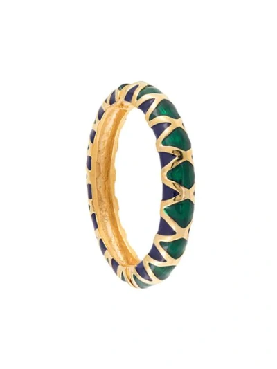 Shop Kenneth Jay Lane Embellished Hinge Bracelet In Multicolour