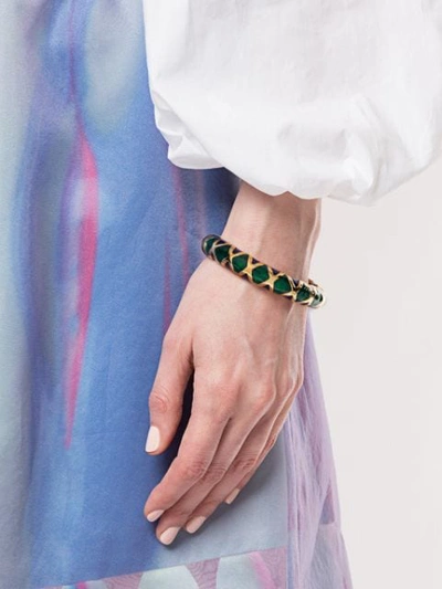 Shop Kenneth Jay Lane Embellished Hinge Bracelet In Multicolour