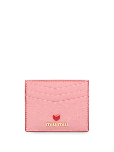 Shop Miu Miu Madras Love Card Holder In Pink