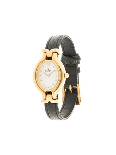 Pre-owned Fendi Oval Face Wrist Watch In Black