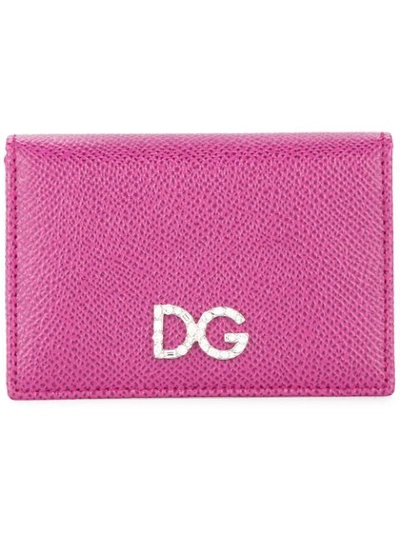 Shop Dolce & Gabbana Logo Plaque Wallet In Purple