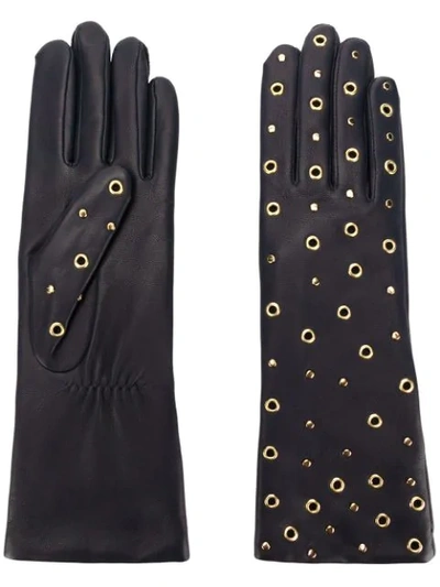 Shop Agnelle Gloves With All Over Rivets & Studs In Blue