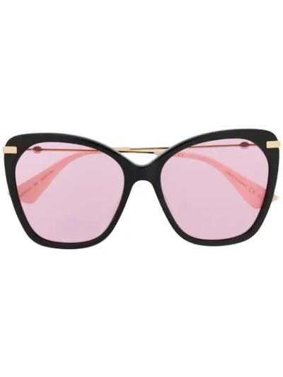 Shop Gucci Oversized Frame Sunglasses In Neutrals