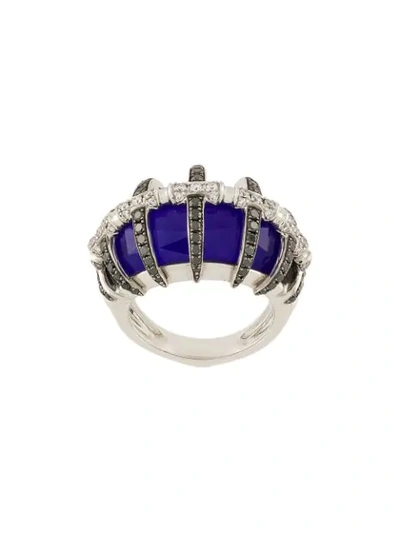 Shop Stephen Webster 18kt White Gold, Lapis Lazuli And Diamond Ring In Metallic