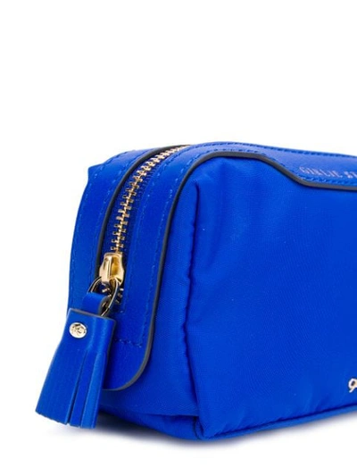 Shop Anya Hindmarch Logo Zipped Cosmetic Bag In Blue