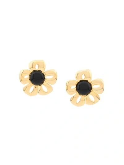 Pre-owned Valentino Garavani Oversized Daisy Earrings In Gold