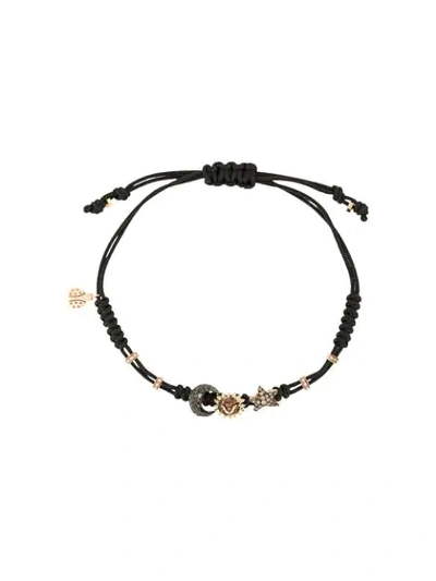 Shop Pippo Perez 18kt Black Gold, Diamond And Sapphire 3 Charm Bracelet