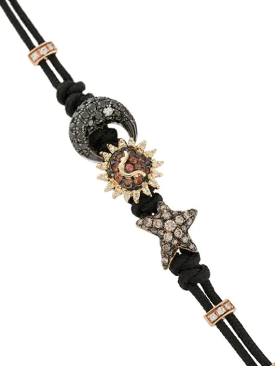 Shop Pippo Perez 18kt Black Gold, Diamond And Sapphire 3 Charm Bracelet