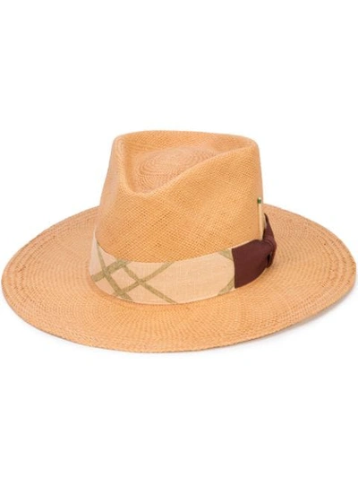 Shop Nick Fouquet Woven Trilby Hat In Brown