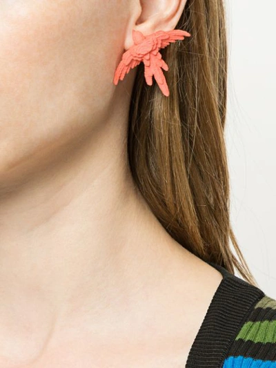 Shop Olgafacesrok Small Bird Earrings In Pink