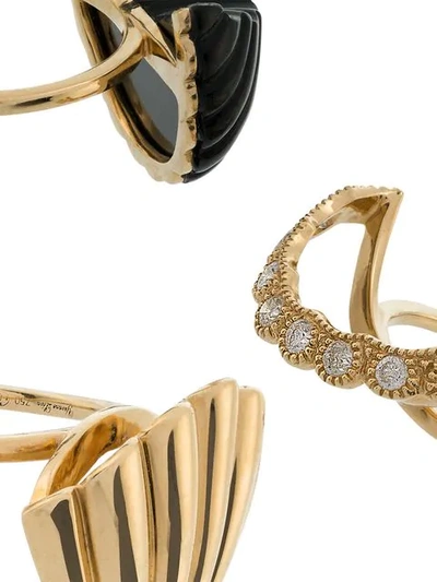 Shop Yvonne Léon 18k Yellow Gold And Black Shell Diamond Ring