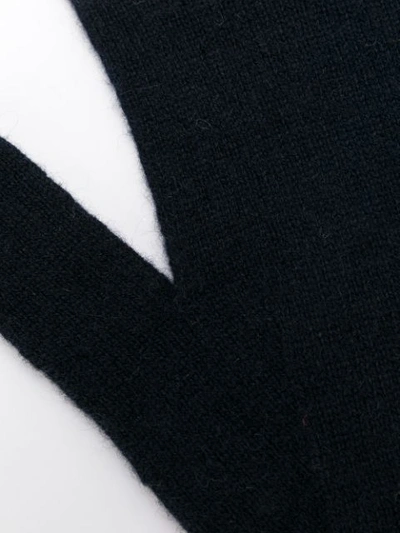 Shop Fabiana Filippi Ribbed Knit Detail Gloves - Blue