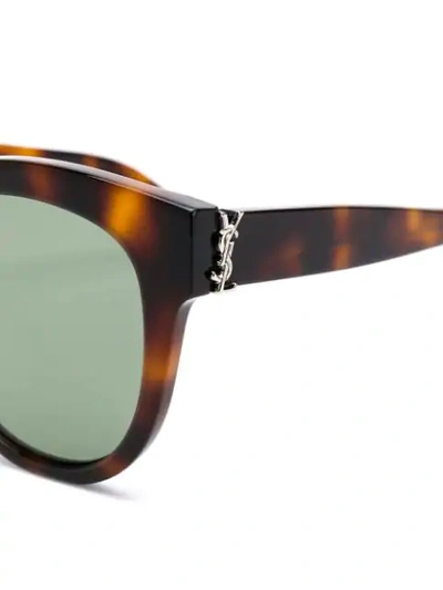 Shop Saint Laurent Round Shaped Sunglasses In Brown