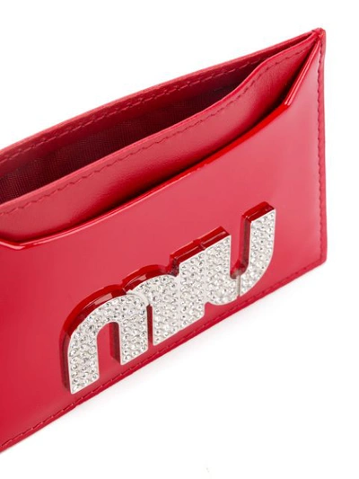 Shop Miu Miu Maxi Crystal Logo Card Holder - Red