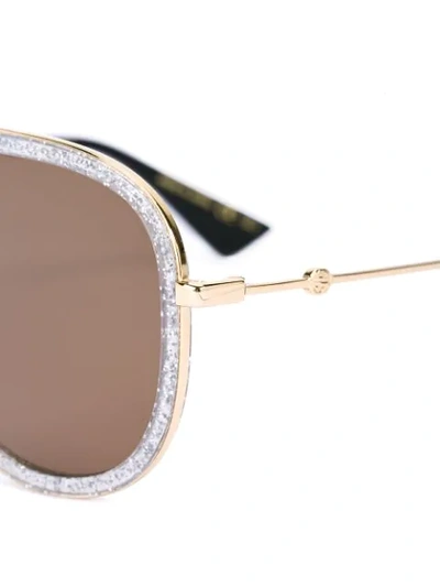 Shop Gucci Eyewear Aviator Metal Temple Sunglasses - Metallic