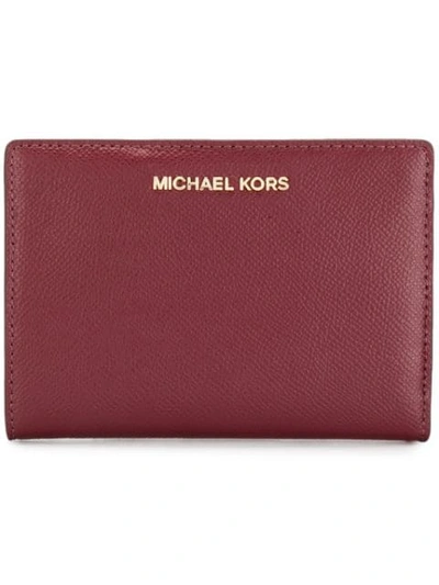 Shop Michael Michael Kors Jet Set Slim Wallet In Red