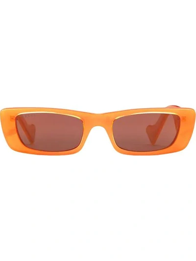 Shop Gucci Rectangular Frame Sunglasses In Orange