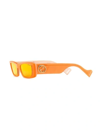 Shop Gucci Rectangular Frame Sunglasses In Orange