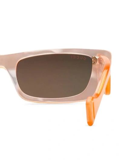 GUCCI EYEWEAR 长方形框太阳眼镜 - 橘色