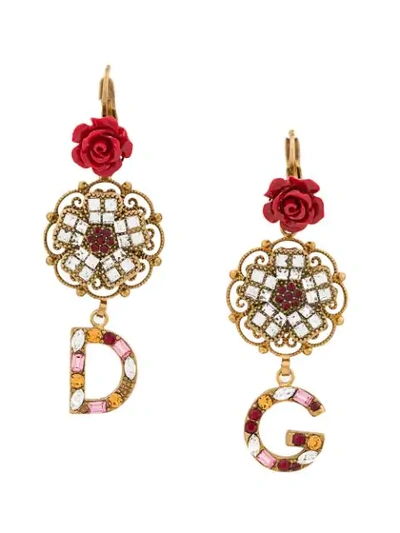 Shop Dolce & Gabbana Ohrringe Mit Logo In Gold