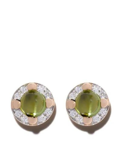 Shop Pomellato 18kt Rose Gold M'ama Non M'ama Peridot And Diamond Earrings In Green