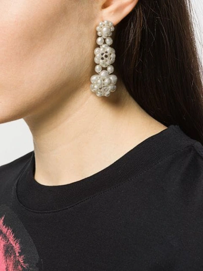 Shop Simone Rocha Three Tier Drop Earrings In White