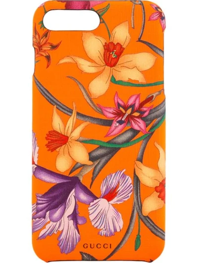 Shop Gucci Iphone 8 Plus Case With Flora Print In Orange