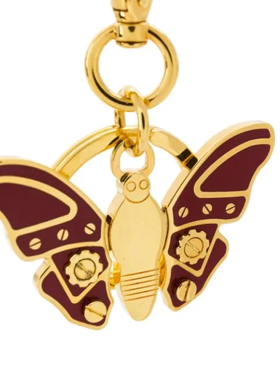 Shop Prada Butterfly Keyring In Gold