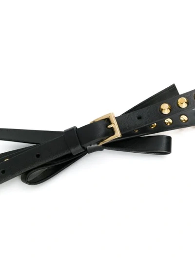 Shop Prada Studded Bow Belt In Black
