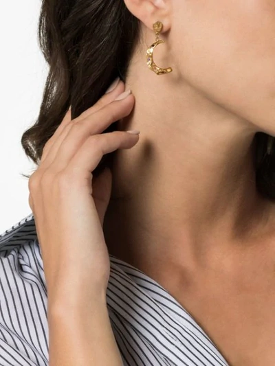 Shop Hermina Athens Stardust Moon Gold-plated Earrings In Metallic