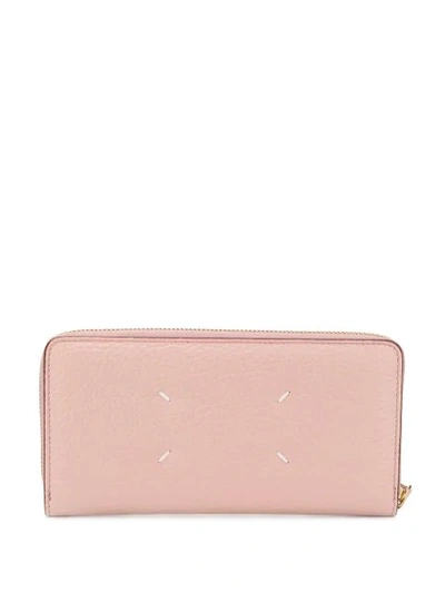 Shop Maison Margiela Four-stitch Logo Zip-around Wallet In Pink
